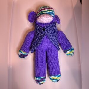 Handmade Purple Crochet Monkey with Vest